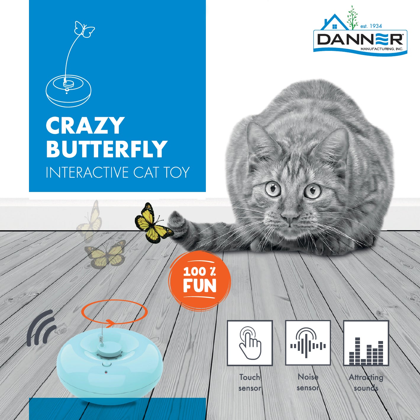 Crazy Butterfly Interactive Cat Toy – Danner Manufacturing